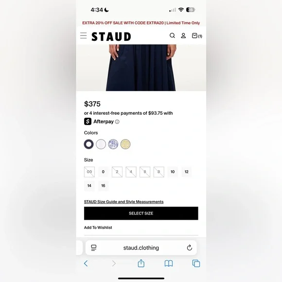 new Staud Dena drop waist poplin maxi dress in navy blue cotton - Picture 11 of 11